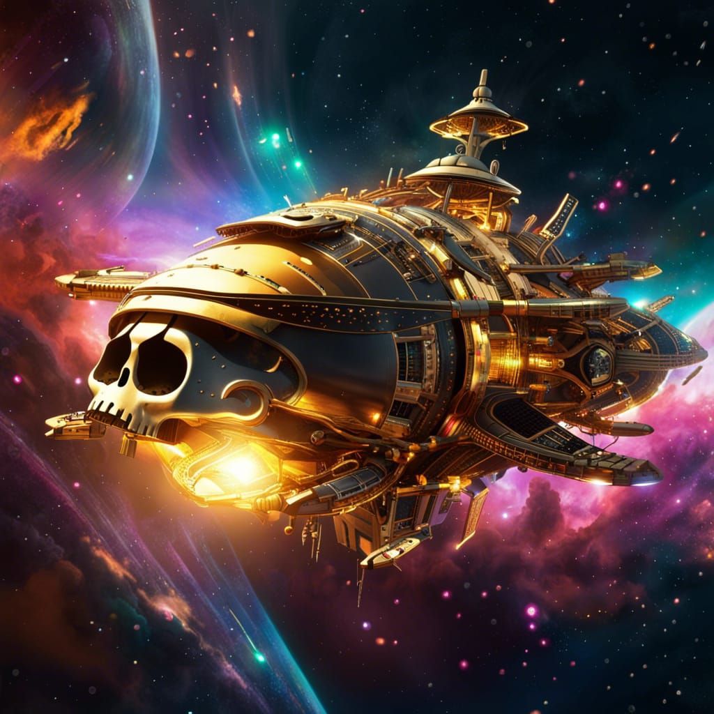 Pirate Spaceship Docks at Golden Space Station