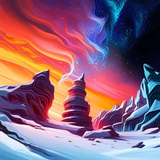 Graffiti Art Space Scene in Splash Art Style