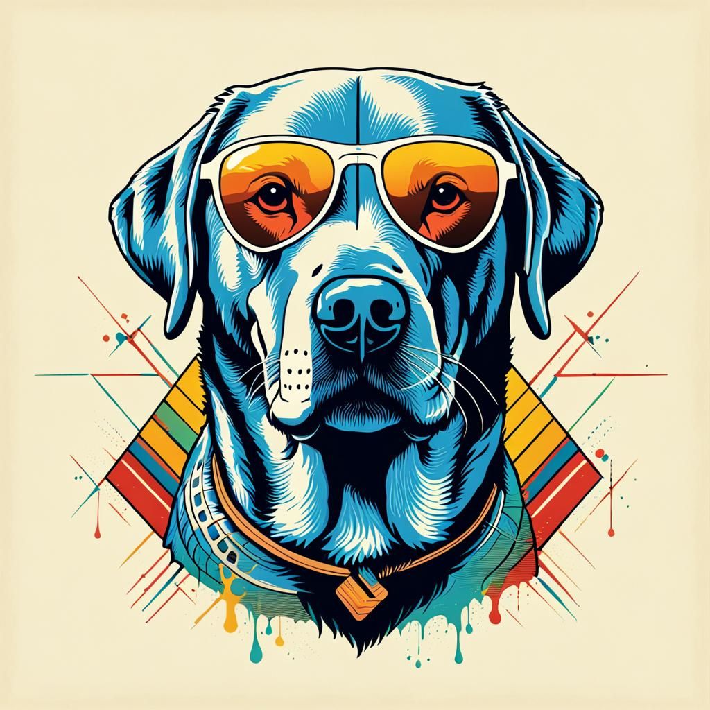 Dinosaur Labrador Head as Pop Art Screen Print