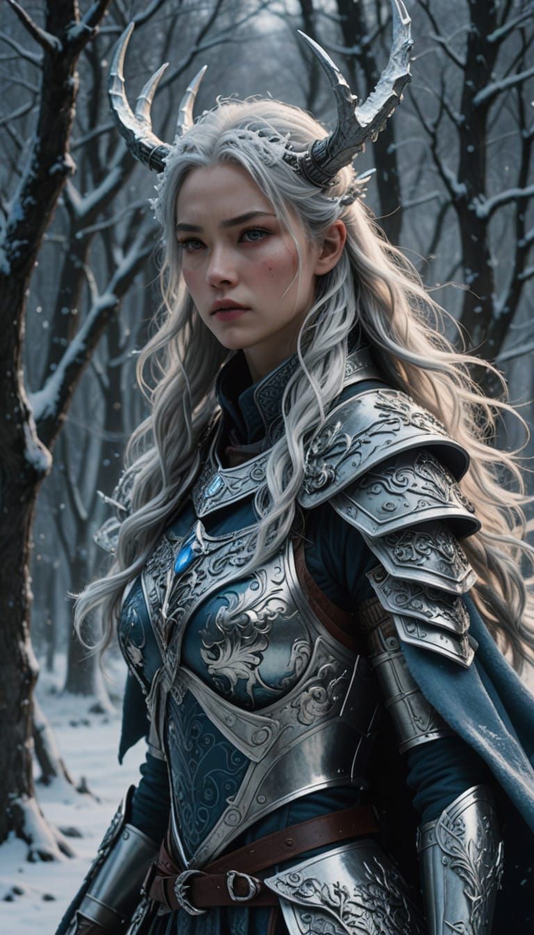 Ethereal Ice Knight in 4K Anime Style