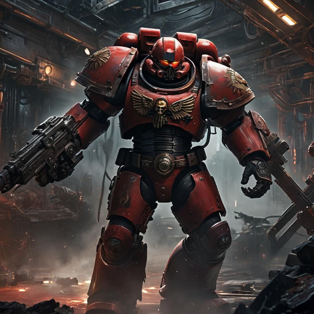 Blood Angel Space Marine in Warhammer 40k Art