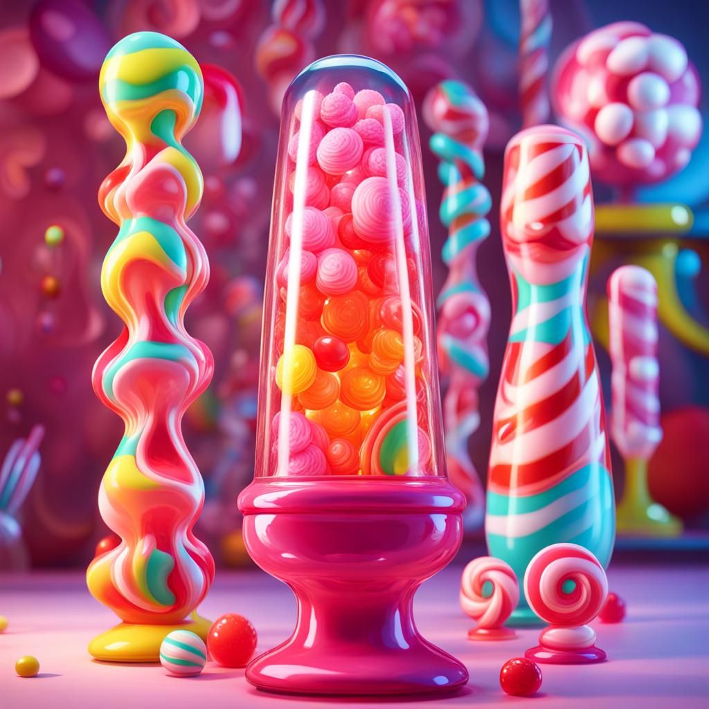 Candy Art Lava Lamp: Hyperrealistic Digital Illustration