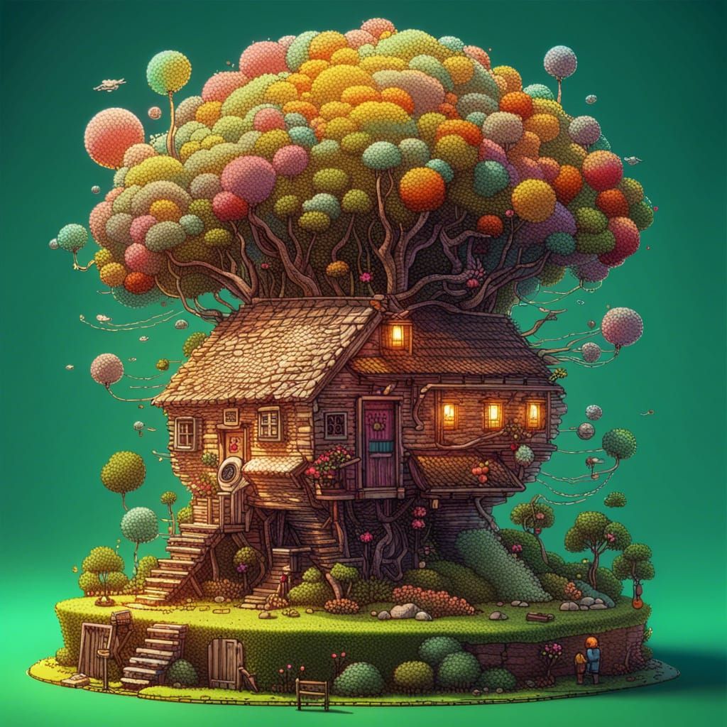 Surreal Rural Pig in 8-bit Volumetric Lighting