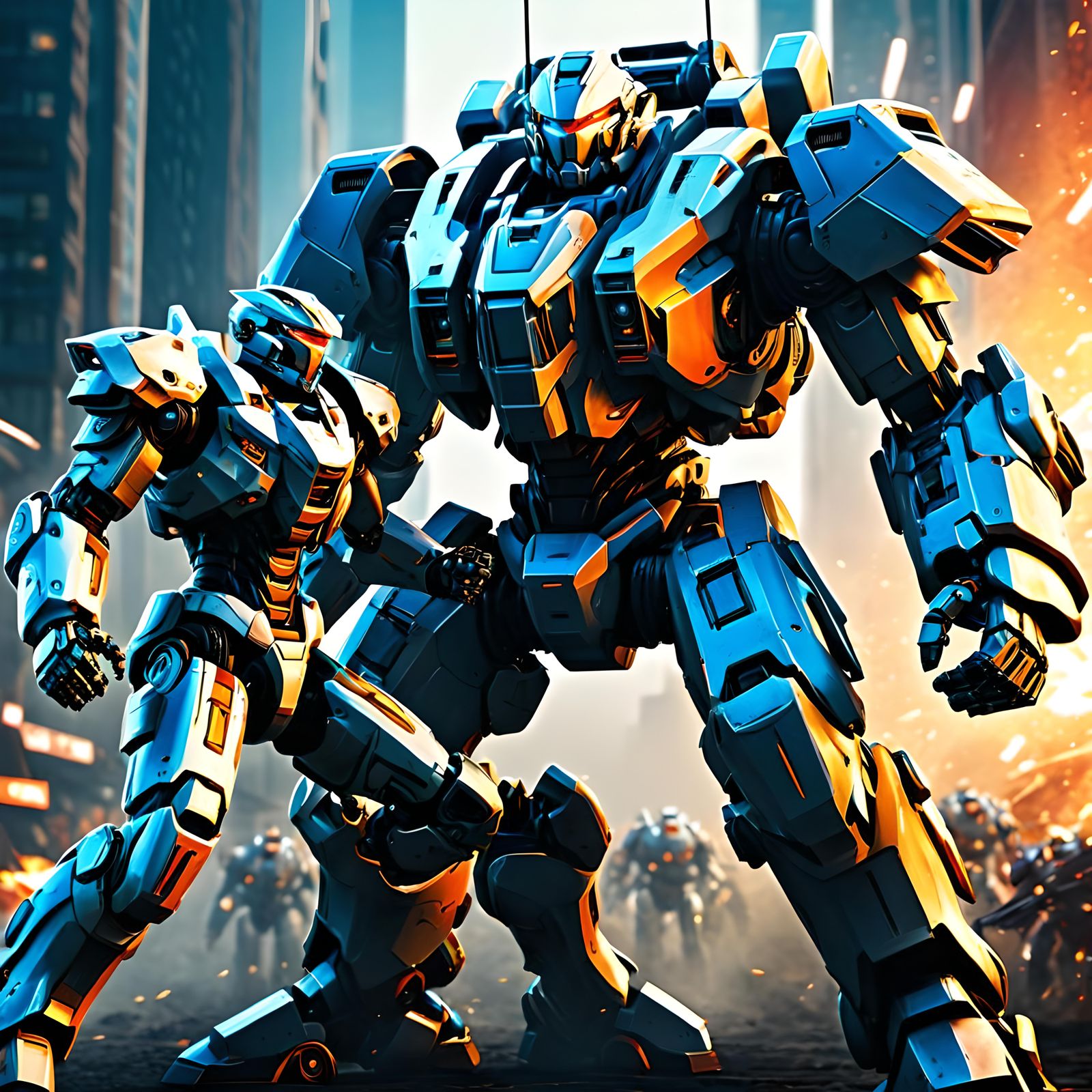 Mecha Warriors Clash in Hyper-Realistic Digital Art