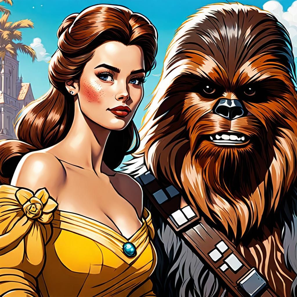Belle and Chewbacca Portrait in 8k Resolution