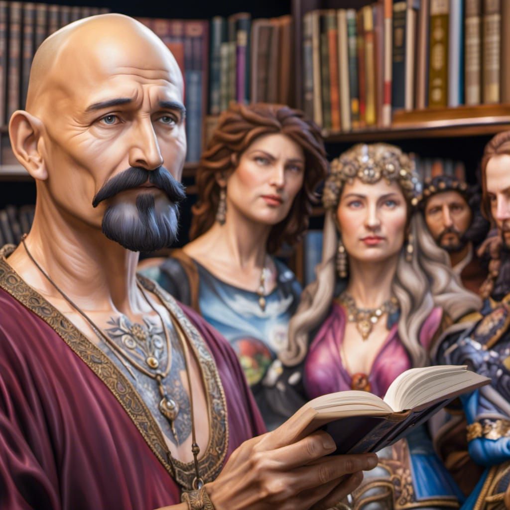 Wizard Author at Crowded Book Signing Event