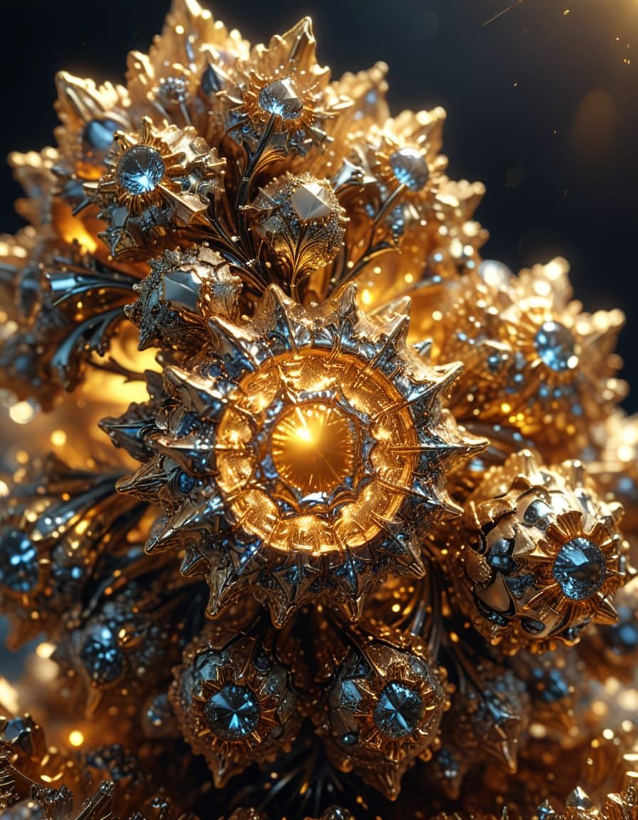 Hyperrealistic Diamond Rings with Fractal Mandelbrot Pattern...