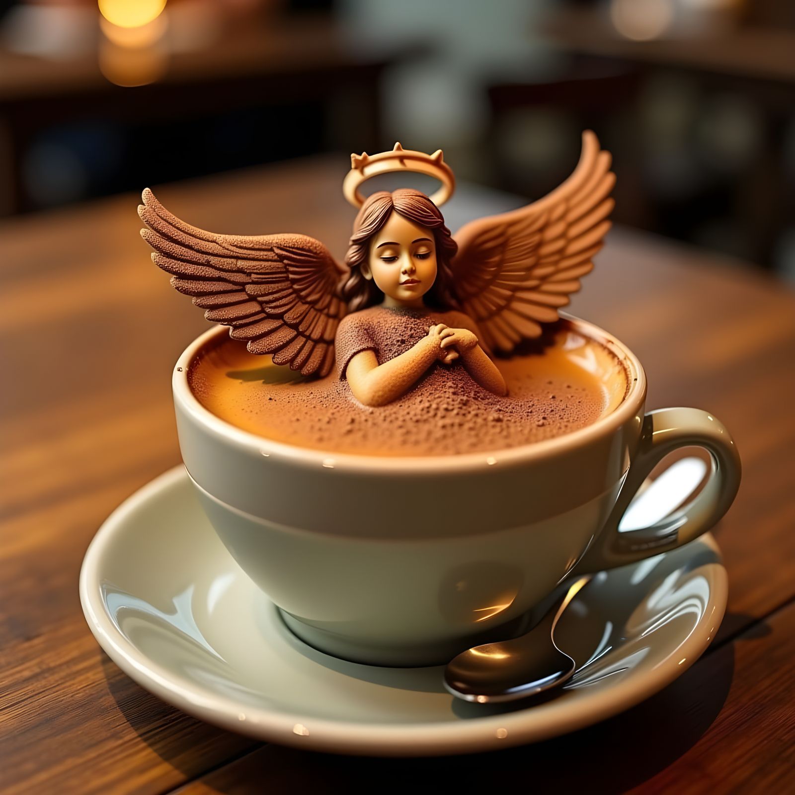 3D Latte Art: Angel in Chocolate Dust