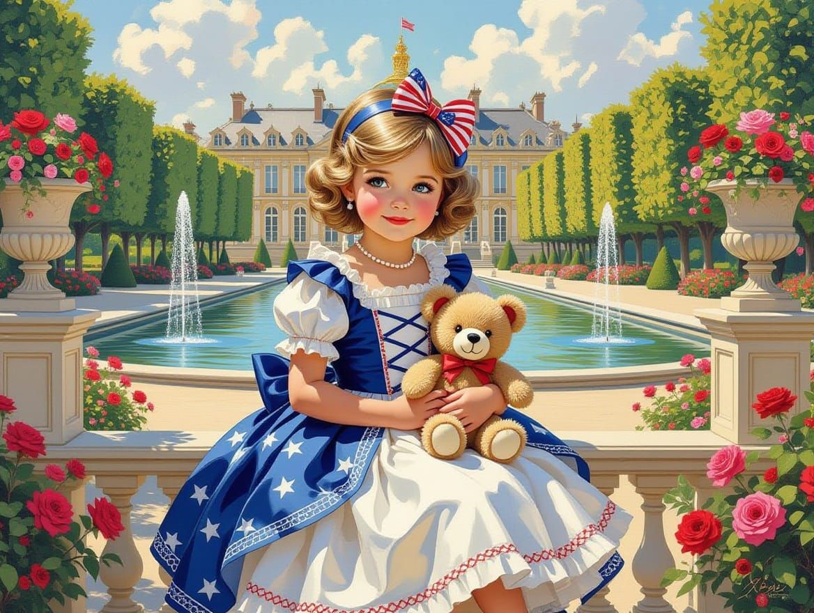 Elegant Girl Celebrates Fourth of July in Versailles