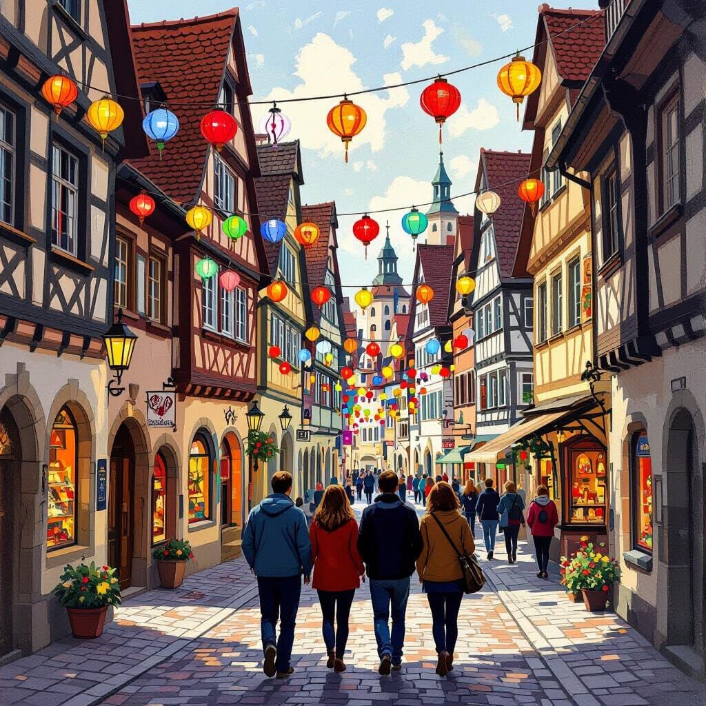 Vibrant Street Scene in Medieval Germany