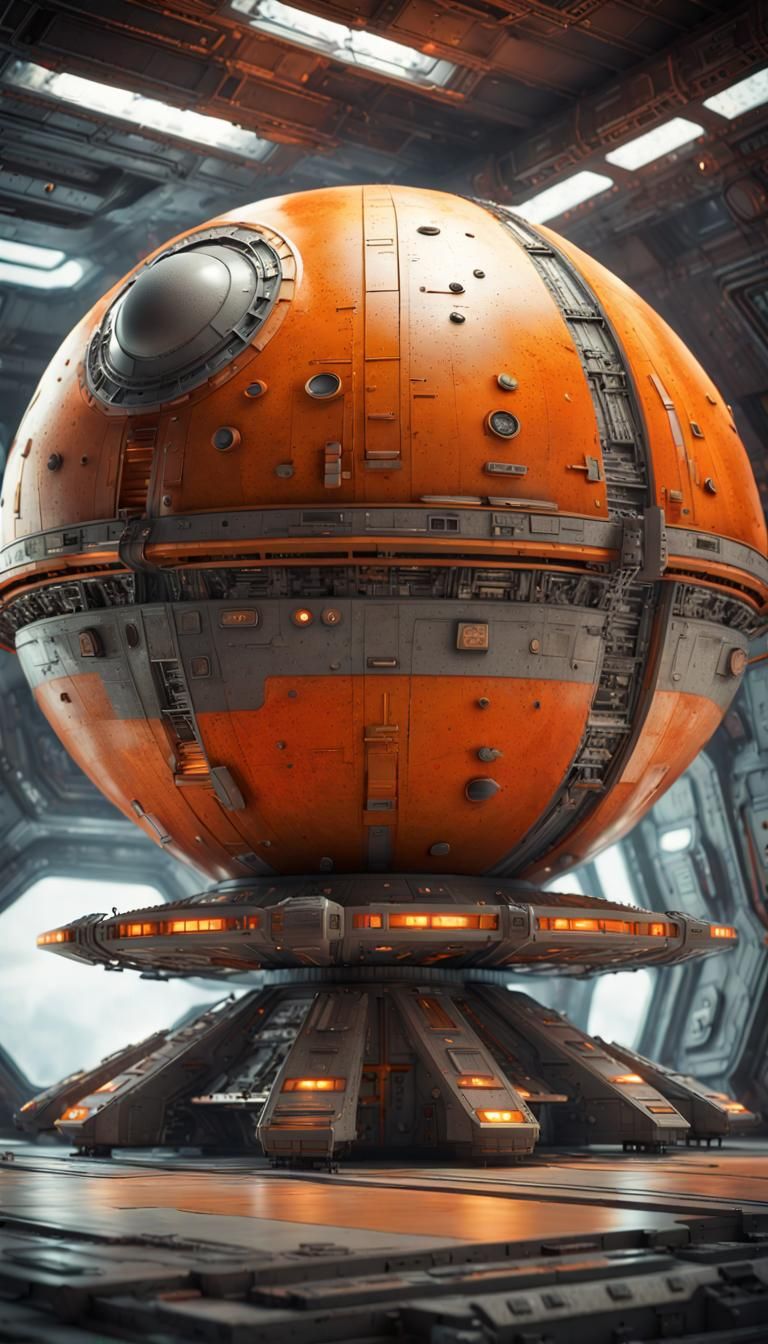 Retro-Futuristic Starship Carrier in Seventies Style