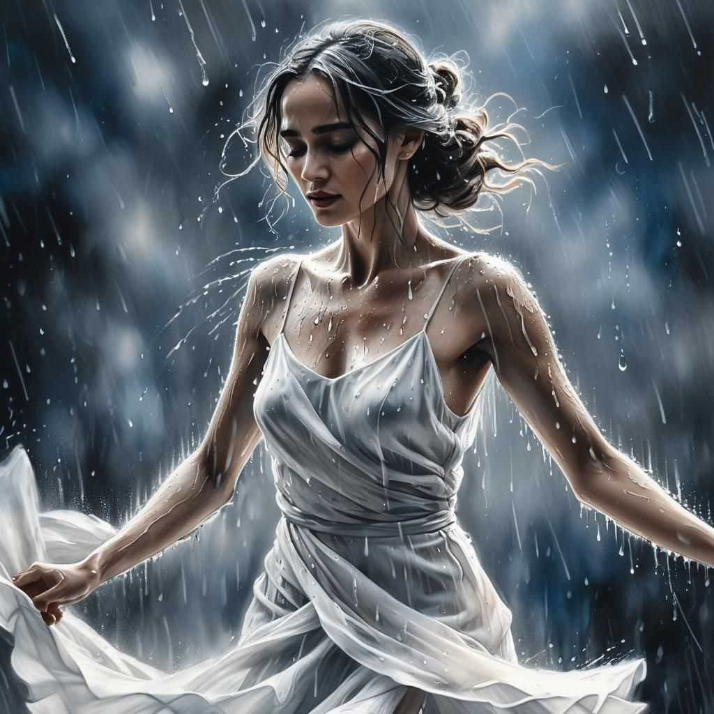 Dramatic Rain Tango: A Charcoal Masterpiece