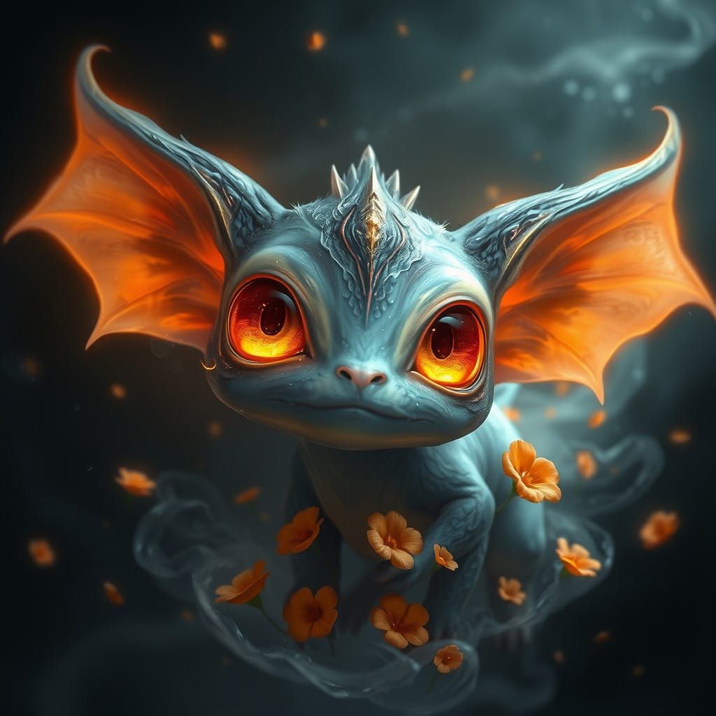 Mystical Creature in a Dark, Whimsical Realm