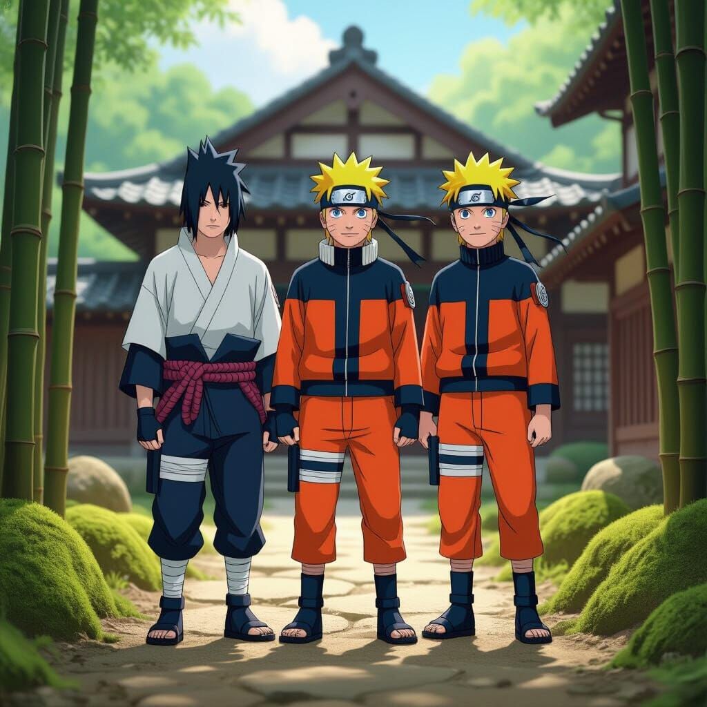 Anime Heroes Unite in Japanese Village Photo