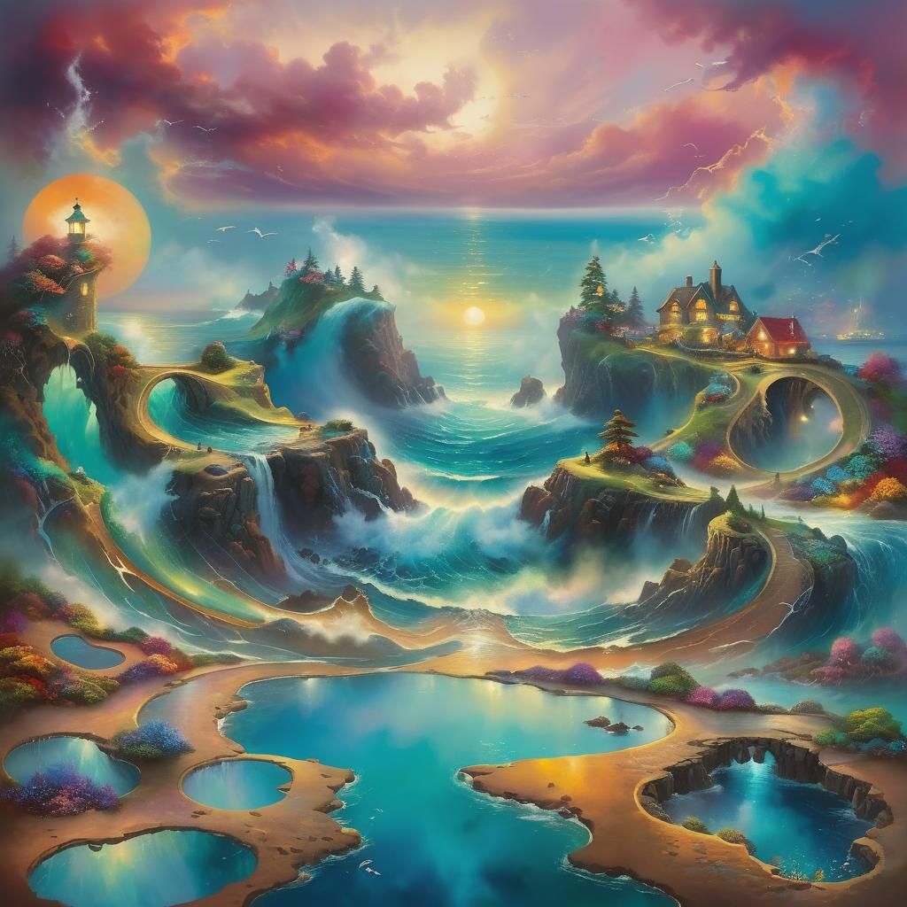 Vibrant Abstract Ocean in Ethereal Fantasy Style