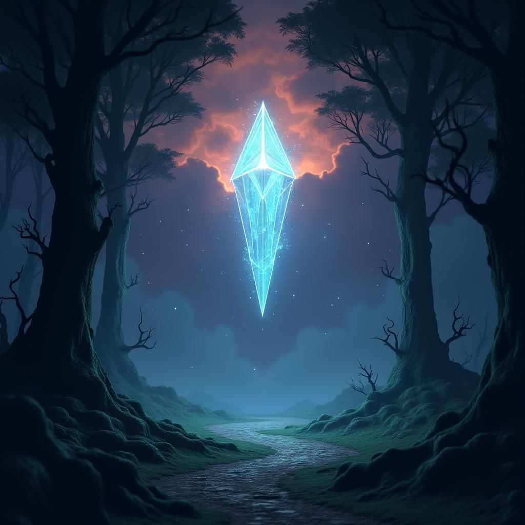Ethereal Landscape with Glowing HBBC Logo in Fantasy Style