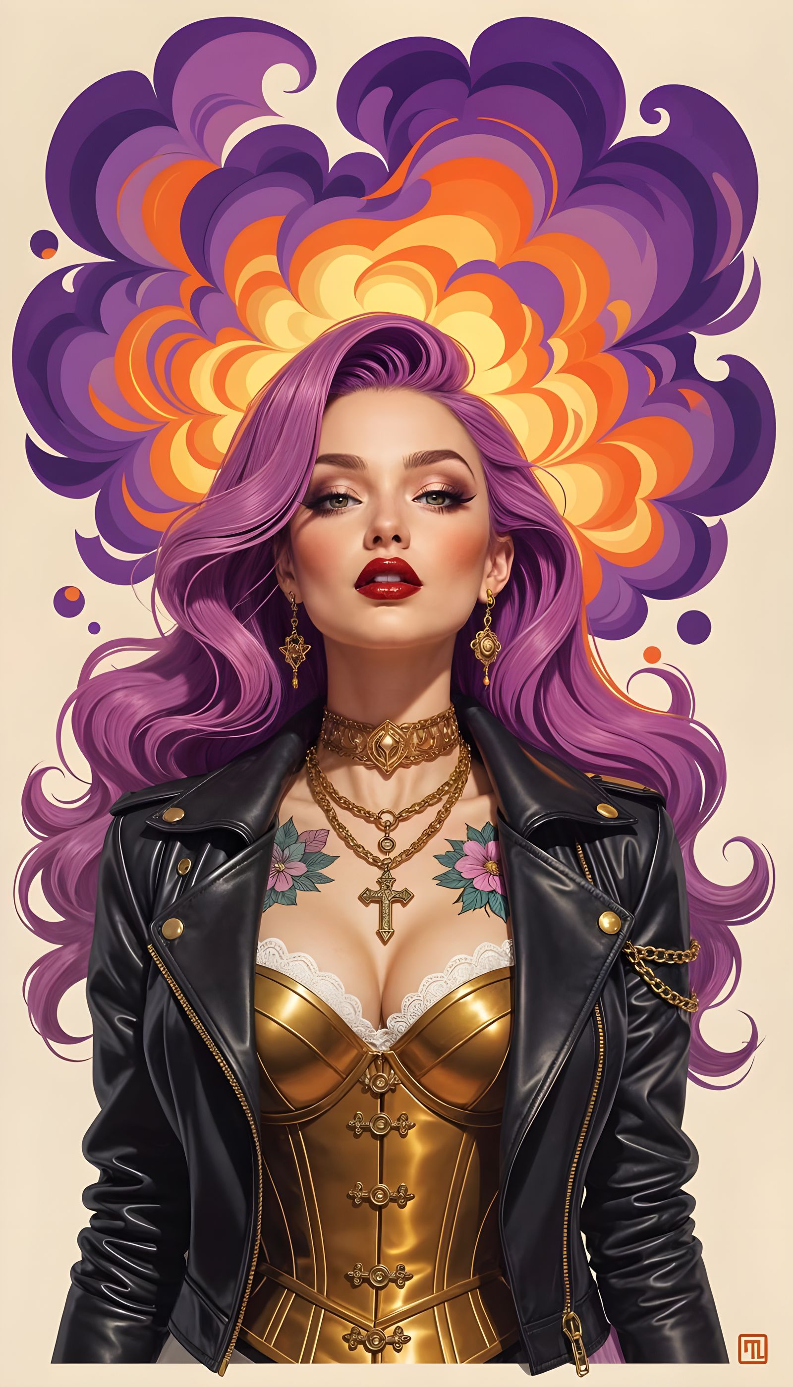 Charismatic Woman Emerging From Lavender Swirls