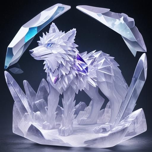Majestic Crystal Wolf Shimmers
