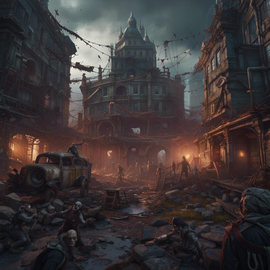 Detailed Zombie Apocalypse Matte Painting