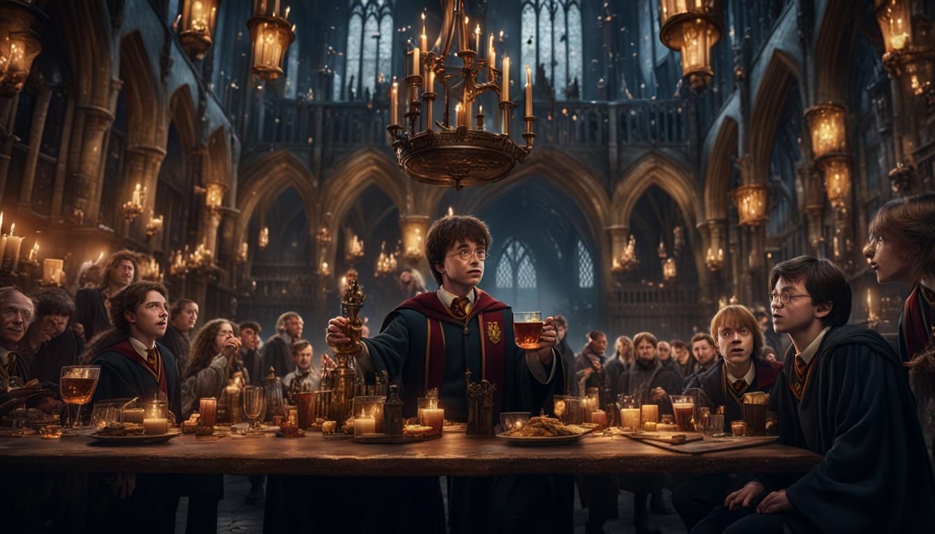 Harry Potter Partying in Hogwarts: Fantasy Concept Art