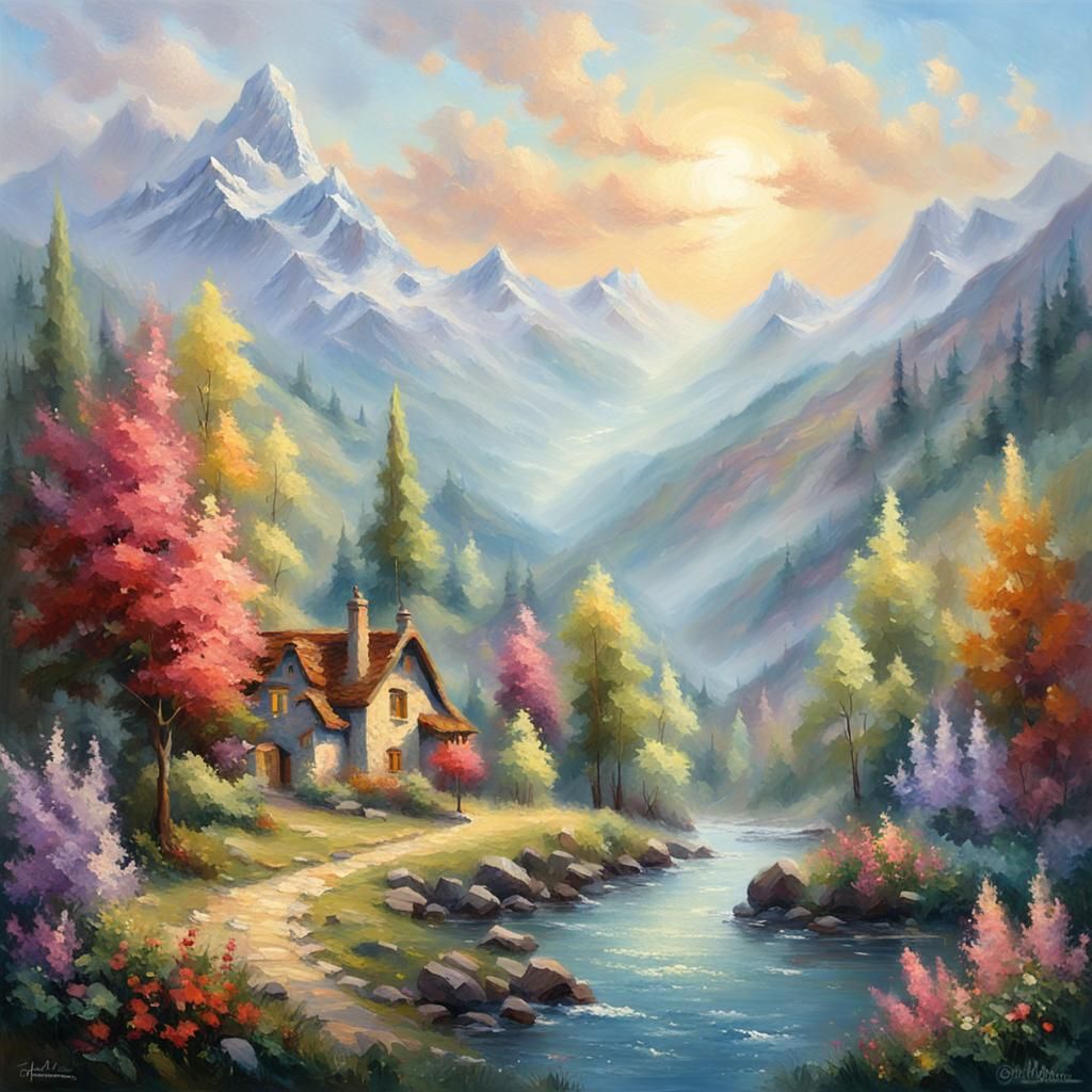 French Riviera Impasto Painting on a Sunny Day