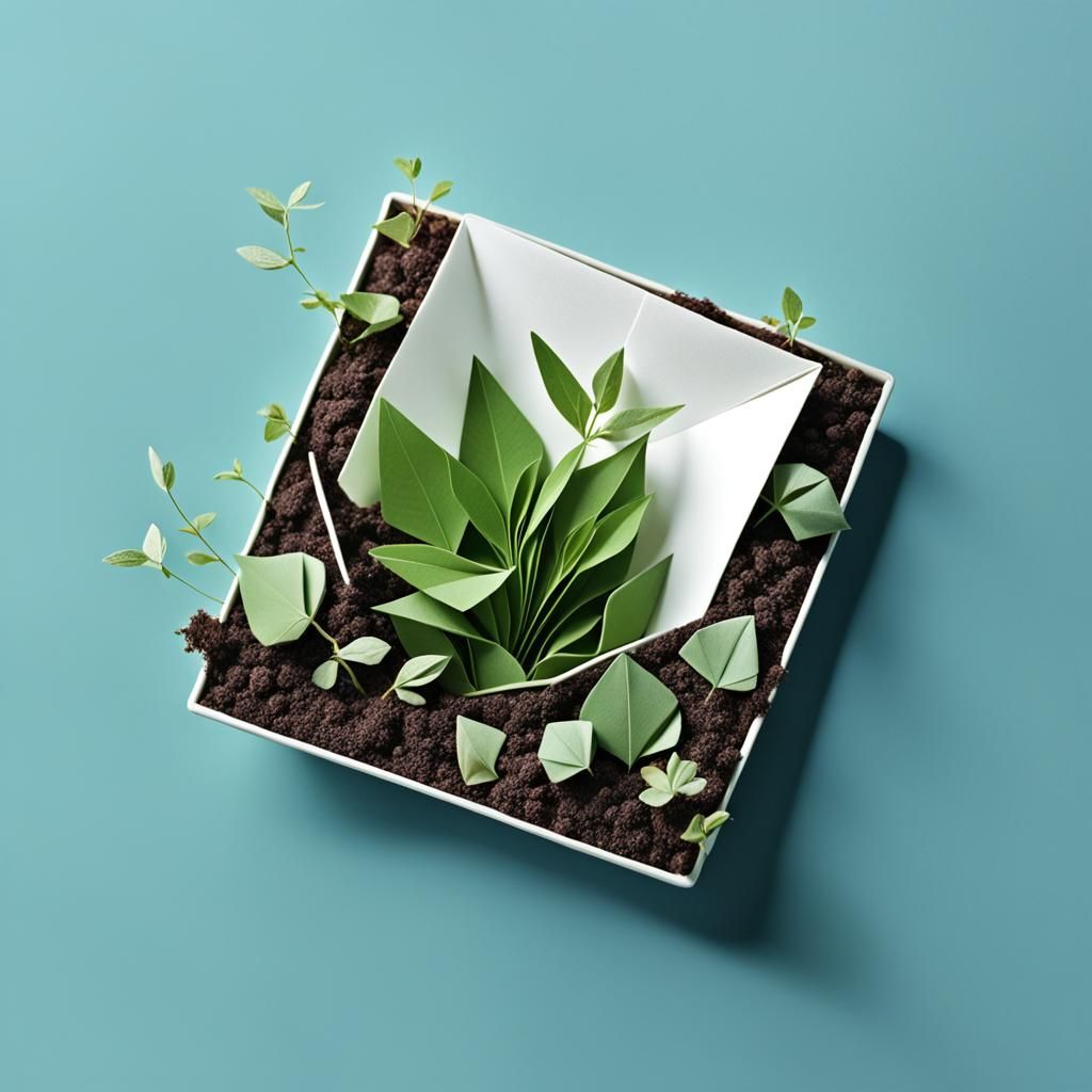Origami Seeds Sprouting: Square Image for LinkedIn