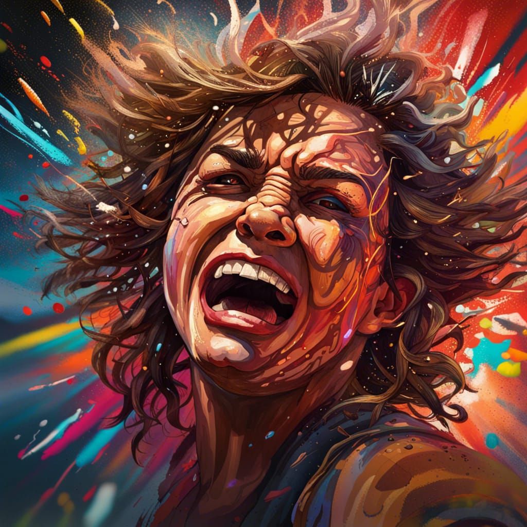 Hyperrealistic Roid Rage Portrait in Splash Art Style