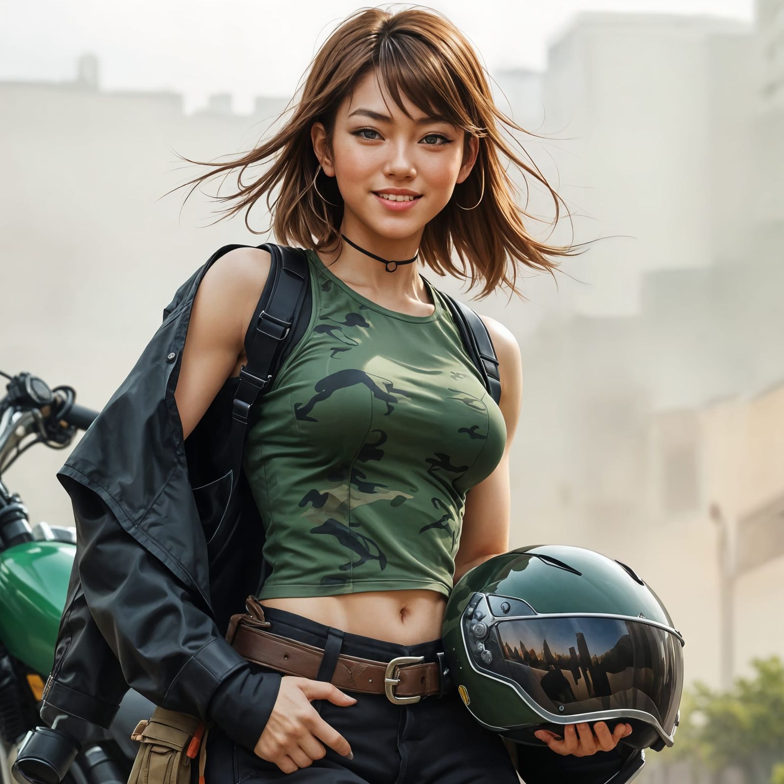 Japanese Biker Woman in Street Fighter Style