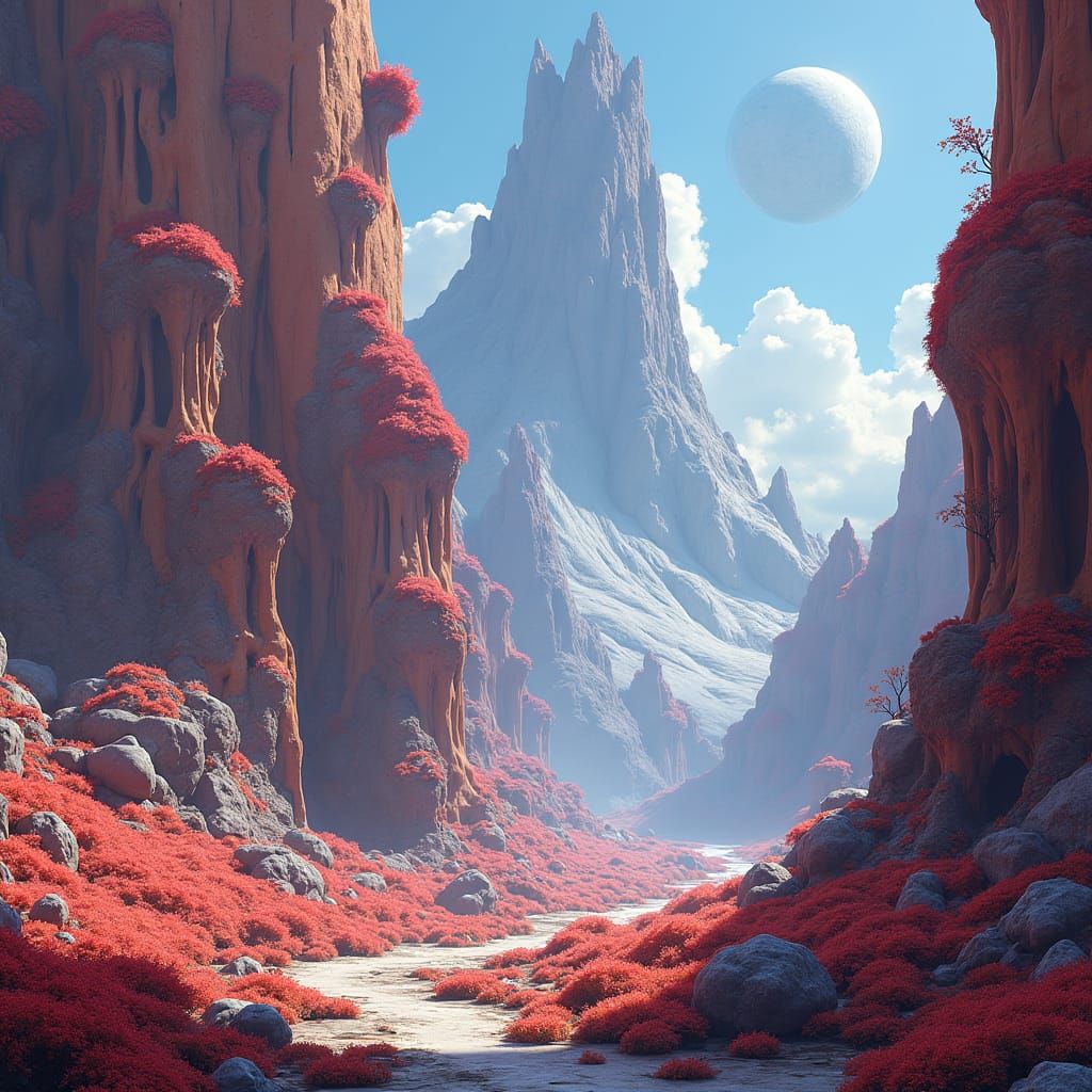 Vibrant Isolated Fantasy Realm in Digital Art Style