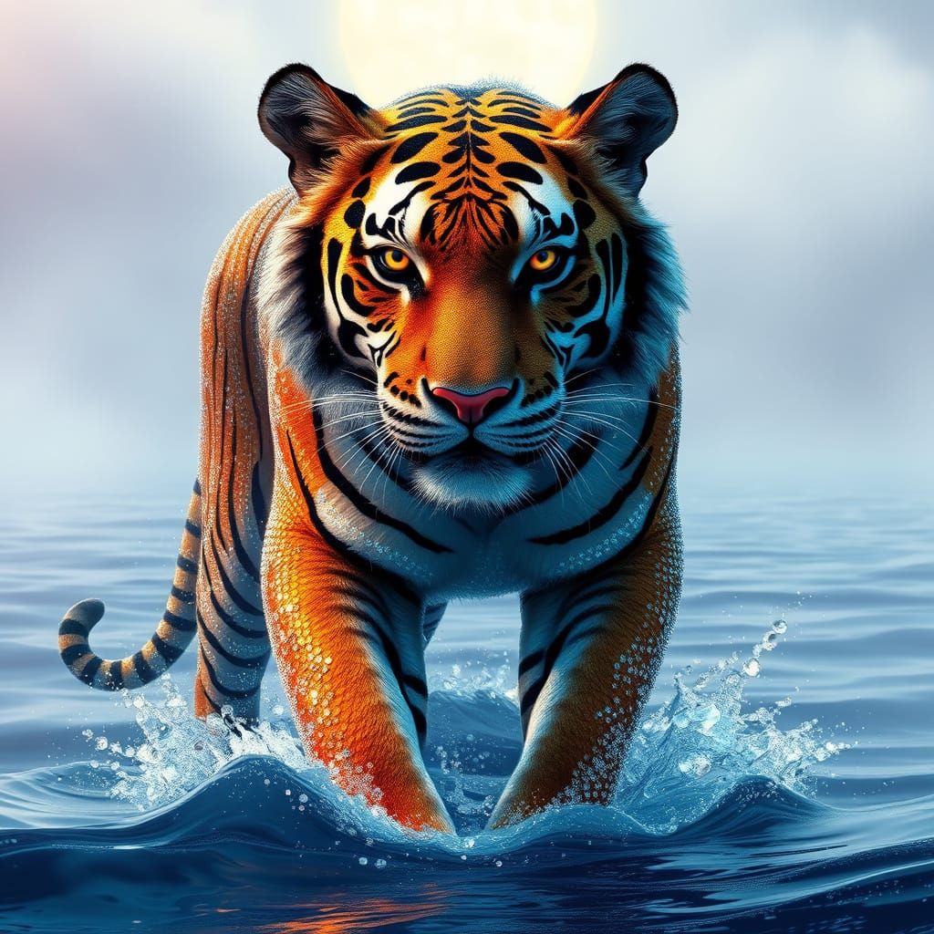 Majestic Tiger Illuminates Oceanic Realm