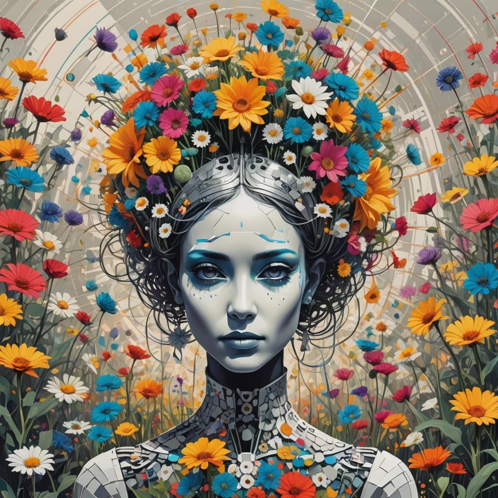 Monochrome Portrait with Alien Prince in Pop Art Style