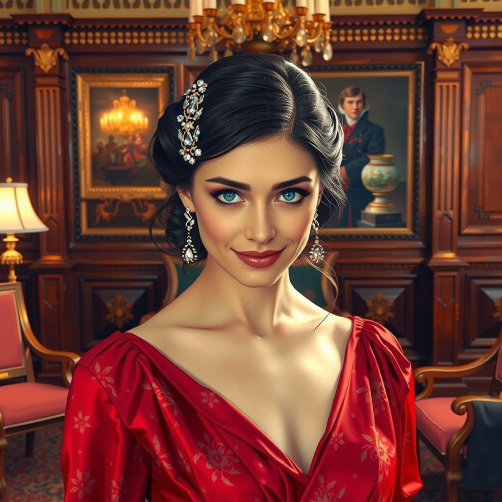 Elegant Lady in Red Formal Portrait