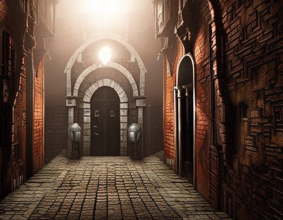 Grungy Alley Entrance to Secret Steampunk Club