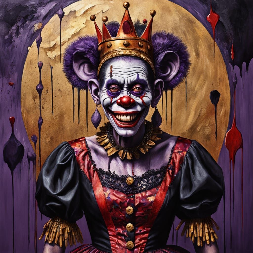 Ethereal Princess Zombie Monkey Monster Clown in Dreamlike O...