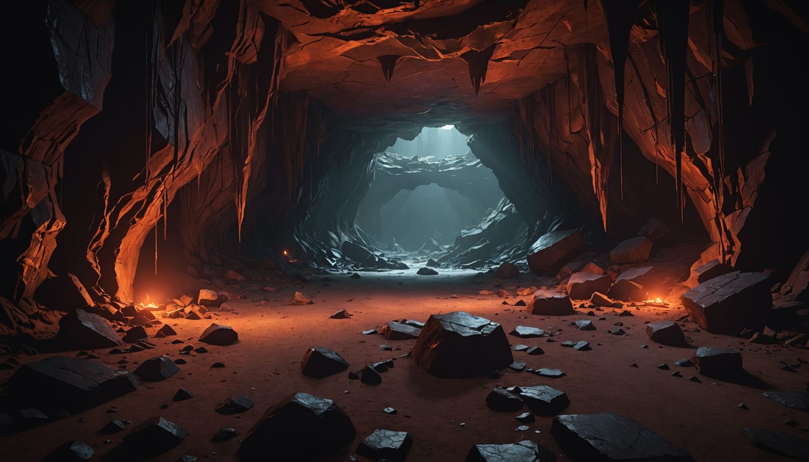 Subterranean Cavern With Sinister Red Bog Glow