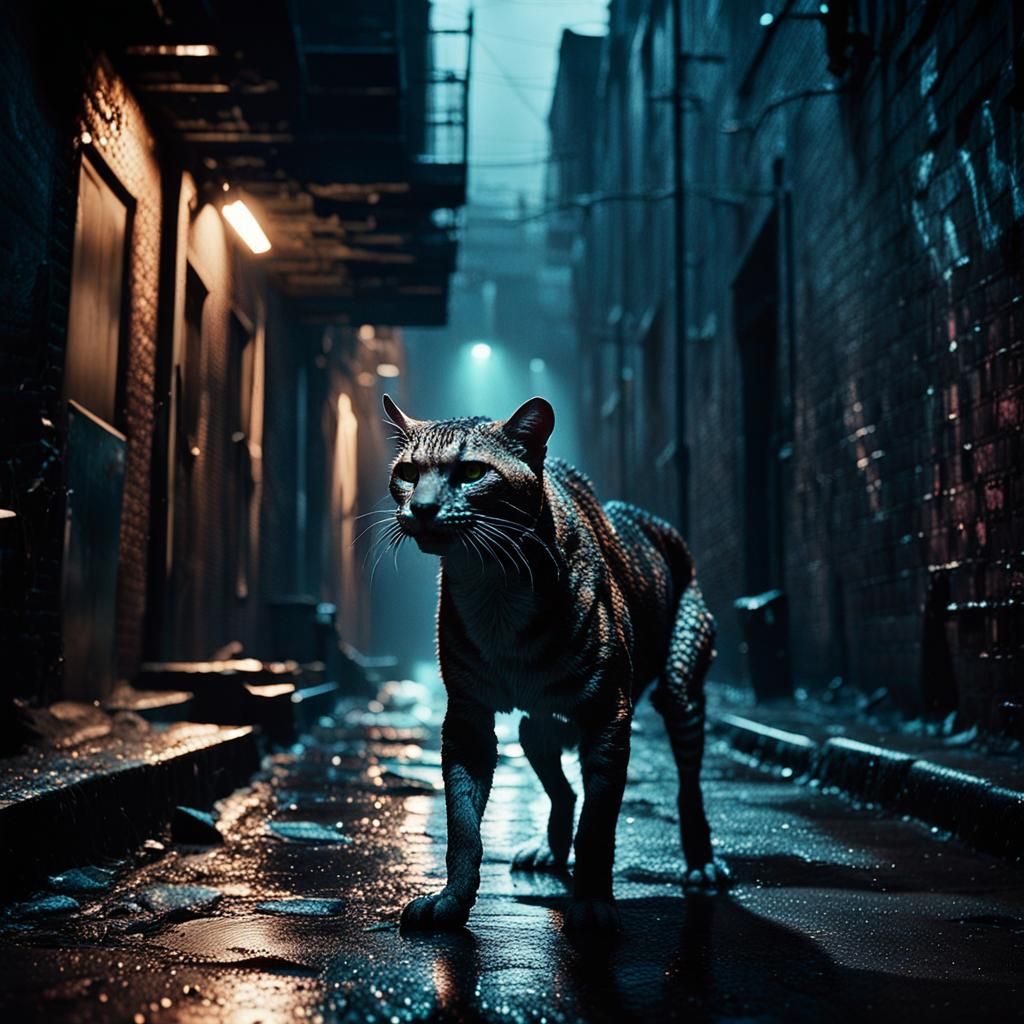 Powerful Protozoo Dominates Dark Alleyway in Film Noir Style