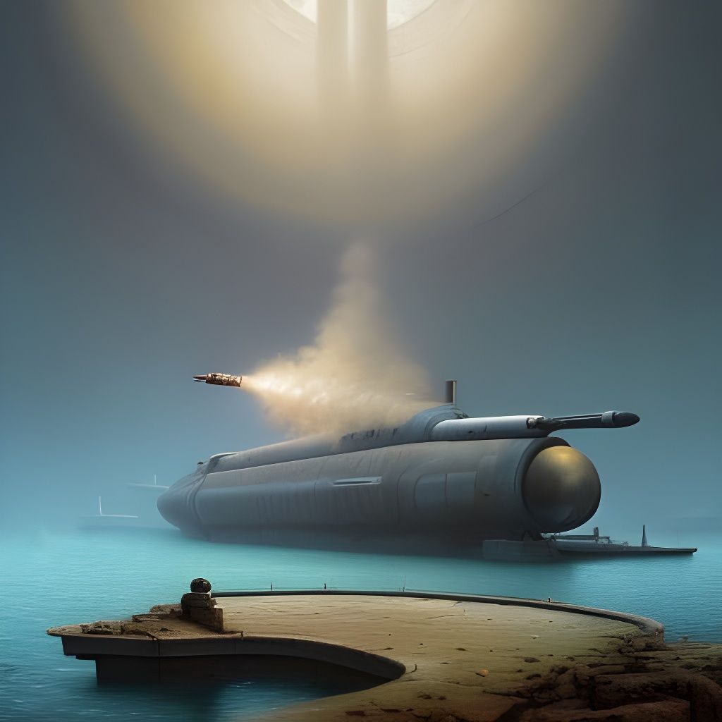 Dystopian Sci-Fi Submarine in Hyperrealistic Airbrush Art