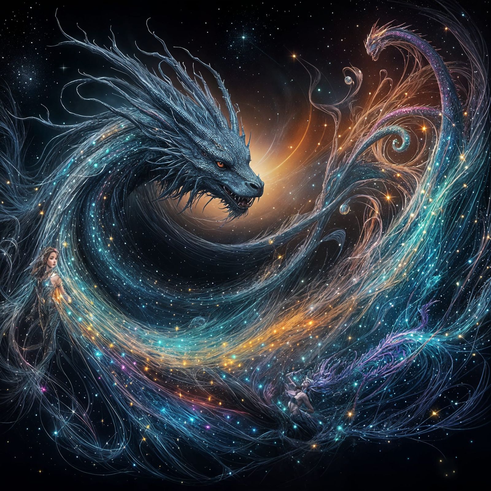 Surreal Dragon Born of Myth and Melody in Multicolor