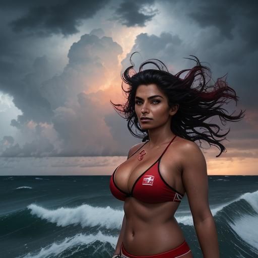 Lifeguard in Stormy Seas: A Digital Portrait