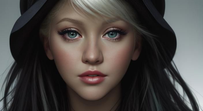 Christina Aguilera Close-Up Portrait in Studio Lighting