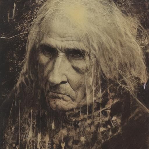 Bromoil Print of Eccentric Woman in Pre-Raphaelite Style