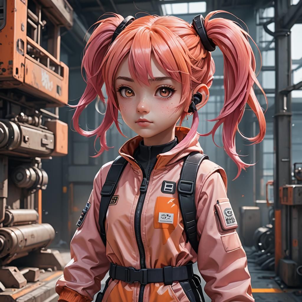 Anime Girl in Futuristic Jumpsuit, Digital Art
