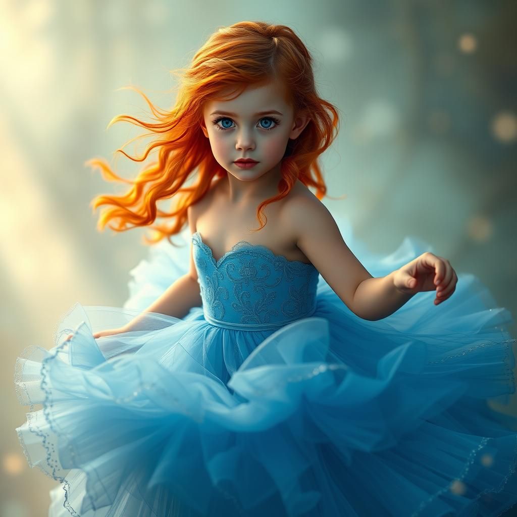 Girl in Flowing Gown: Art Nouveau Digital Portrait