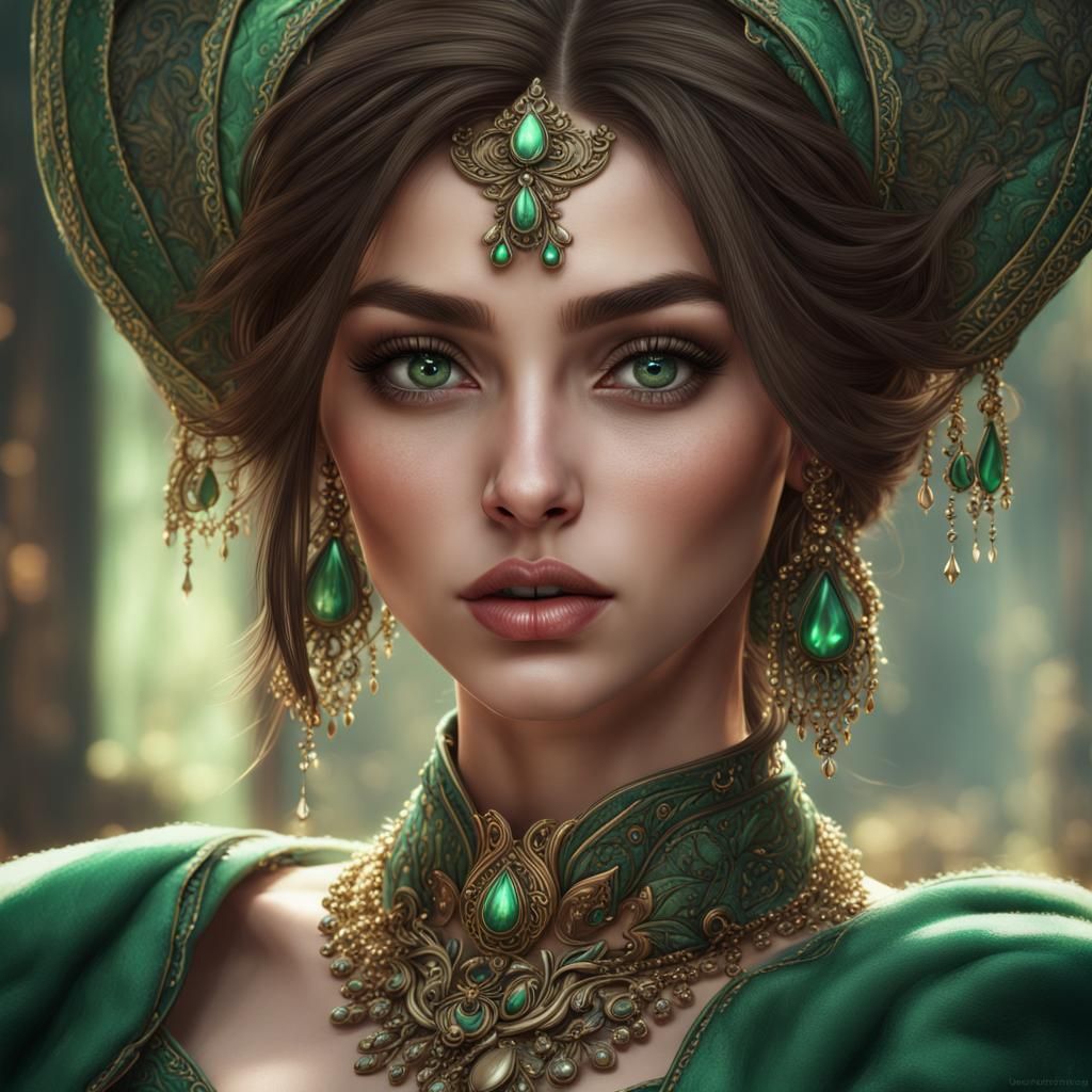 Beautiful Tatar Girl Blowing Kiss, Digital Art