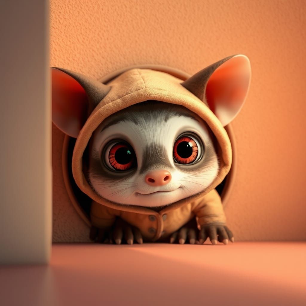 Adorable Hamster with Big Eyes in 3D Style