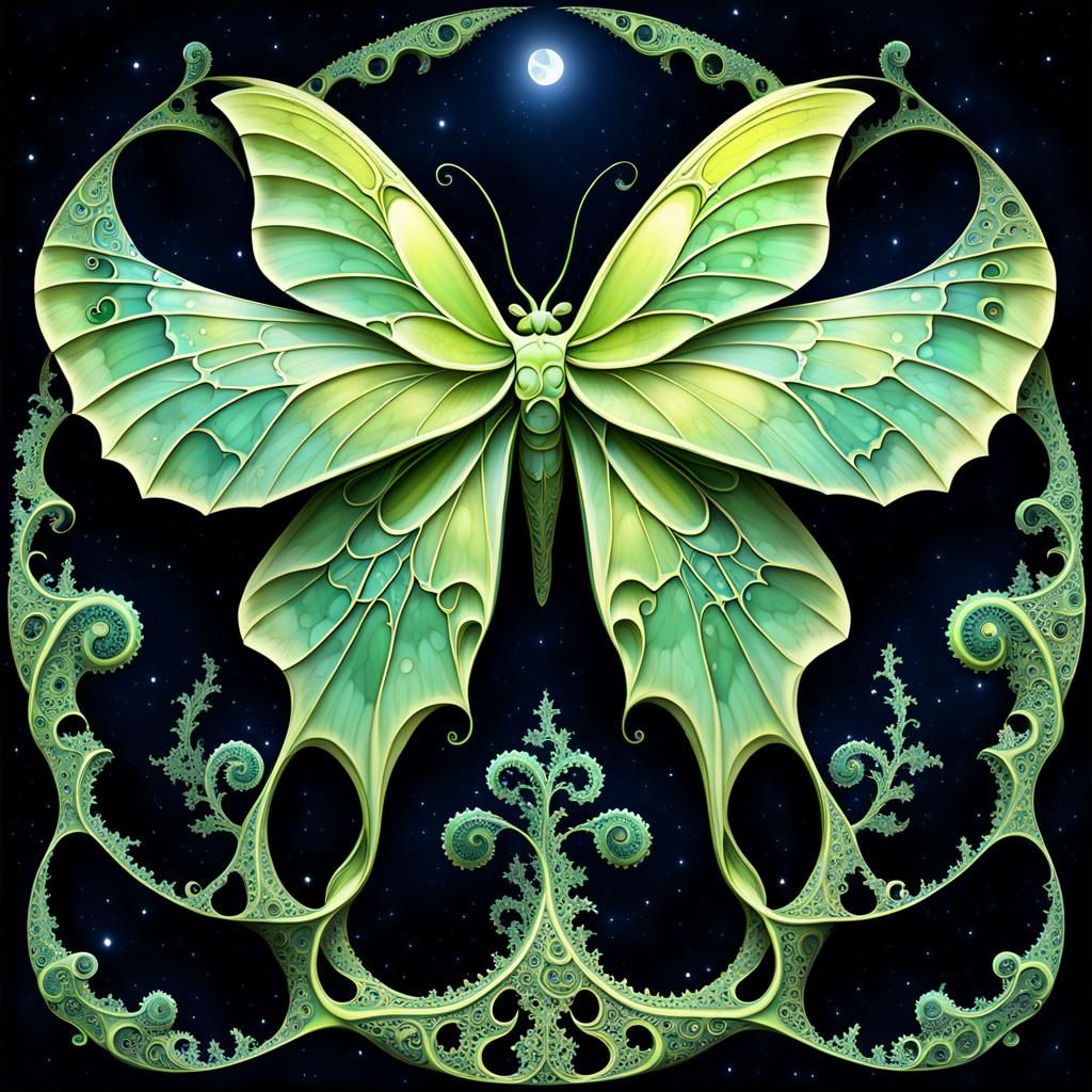 Fractal Luna Moth with Terdragon Curve