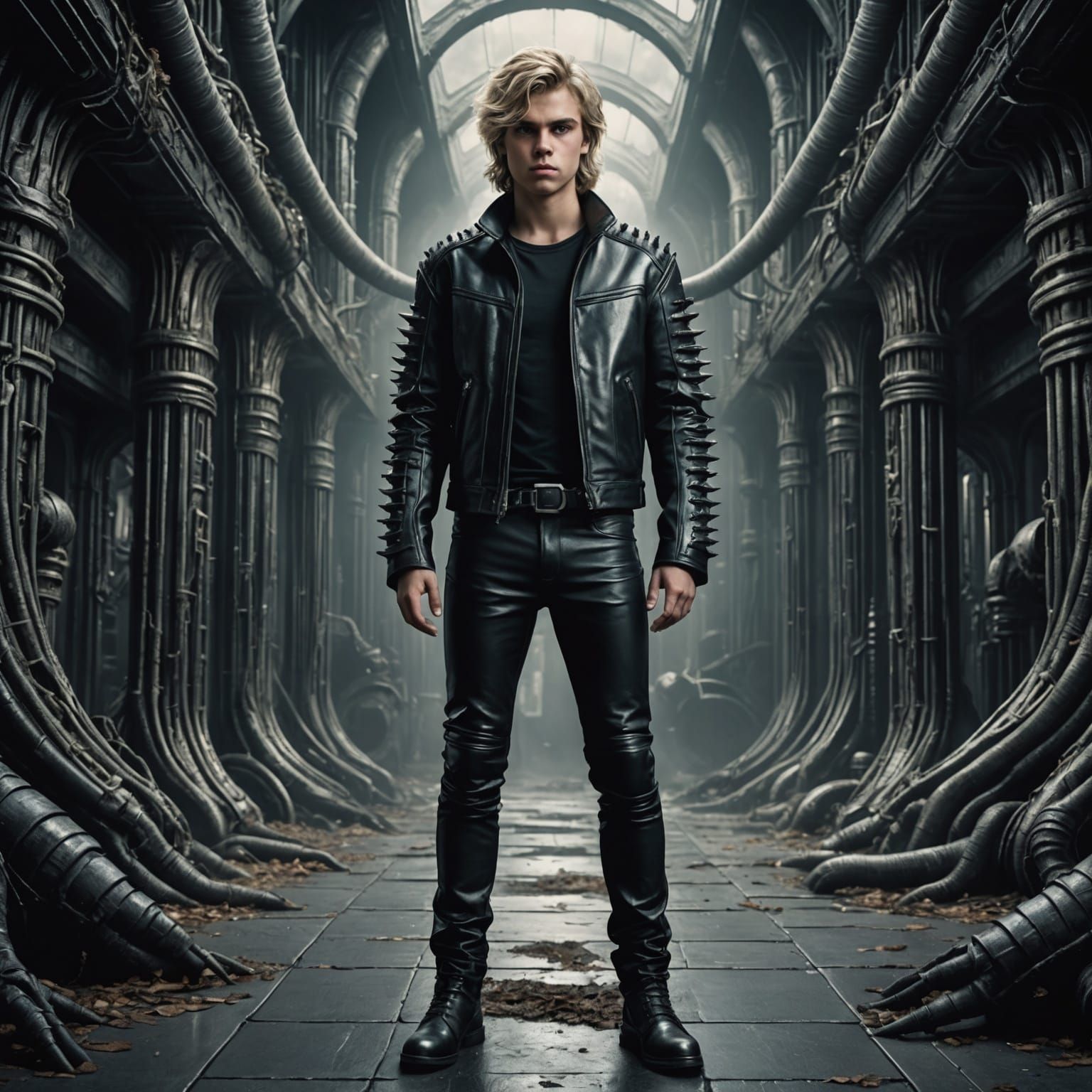 Surreal Biomechanical Portrait of a Blond Boy