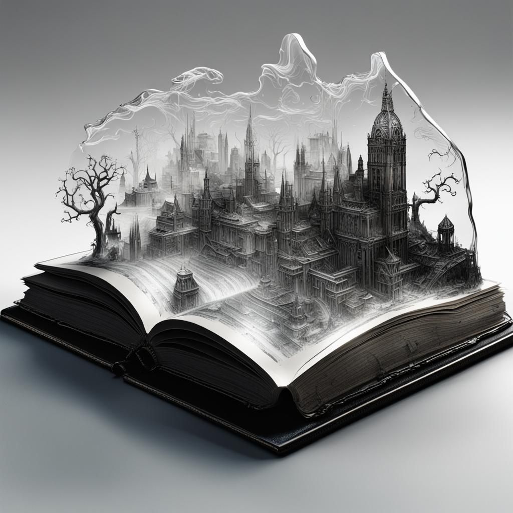 Surreal 3D Fairy Book in Neon Colored Glass
