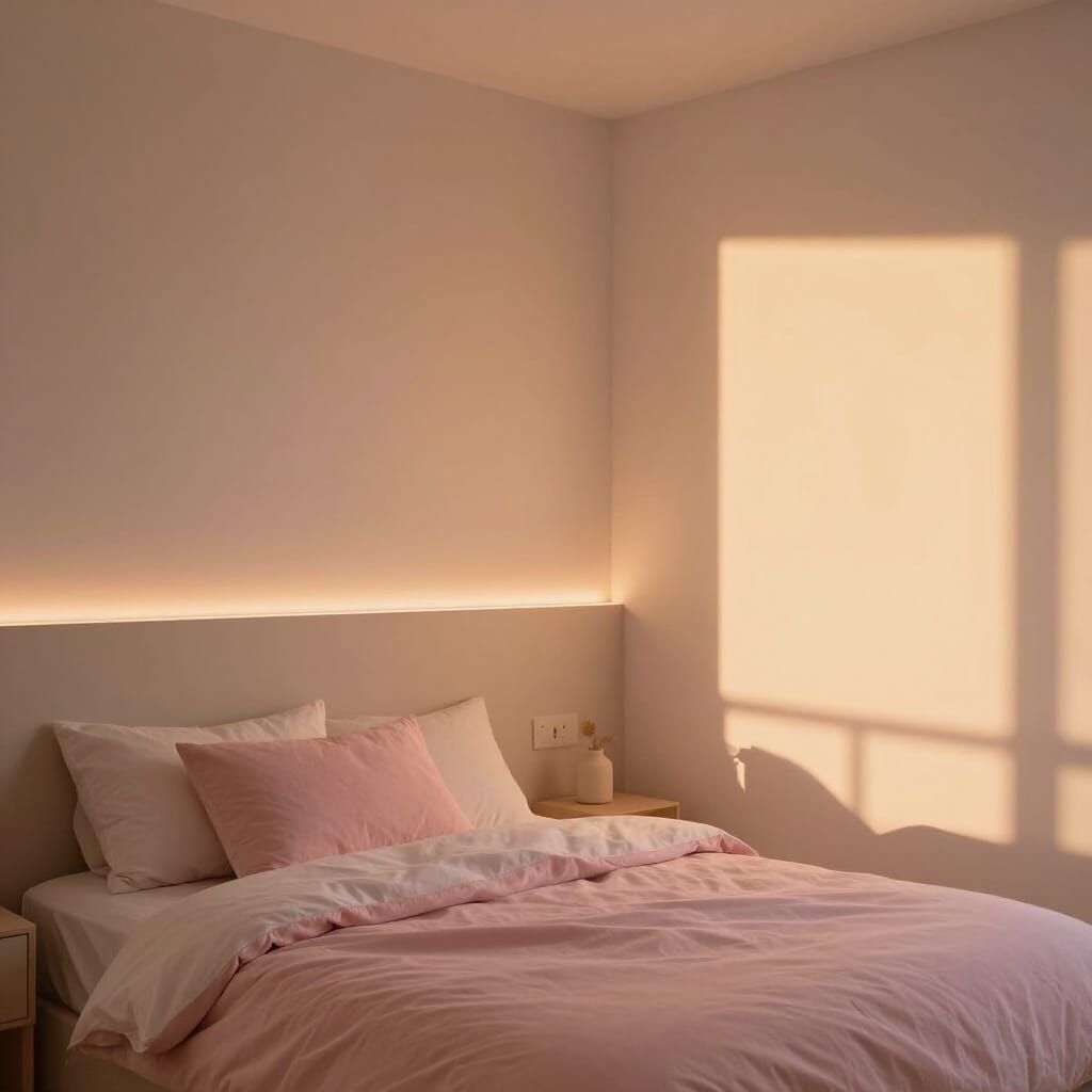 Cozy Soft Girl Bedroom with Sunset and LED Lights
