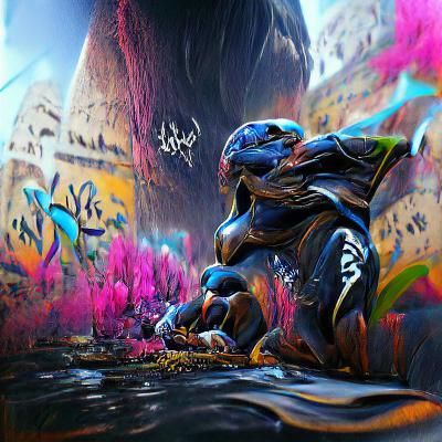 Halo Sangheili Warrior in Graffiti Art Style